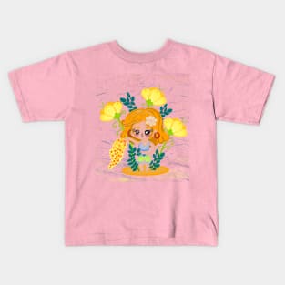 Cute girly summer chibi cartoon style Kids T-Shirt